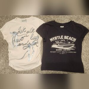Bershka Teen Set Of 2 Cute Tops Size XS (Fits 10-12y) White W/bows, Charcoal